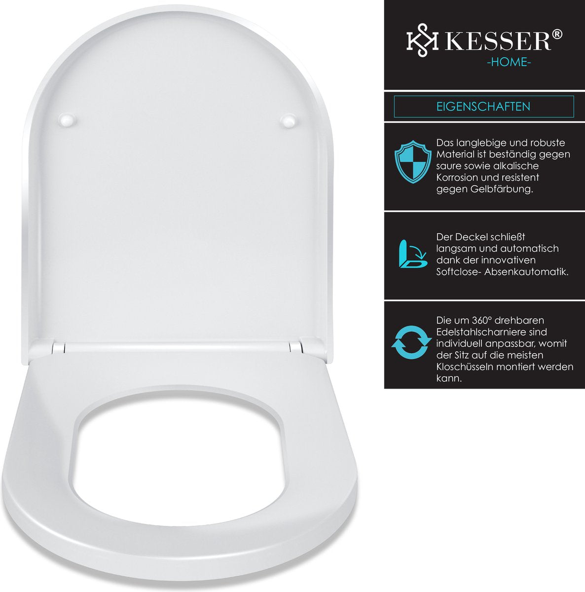 KESSER® WC bril met Soft Close Deksel - Toiletbril - Wit