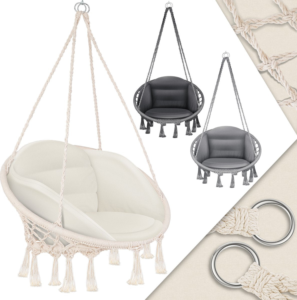 KESSER® Hangstoel Chill met Kussen voor Binnen en Buiten tot 150 kg - Beige