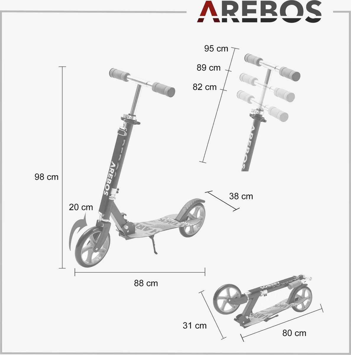 AREBOS Stepjes - Kinderstep - Voor Jongens en Meisjes vanaf 8 Jaar - tot 100kg - Rood