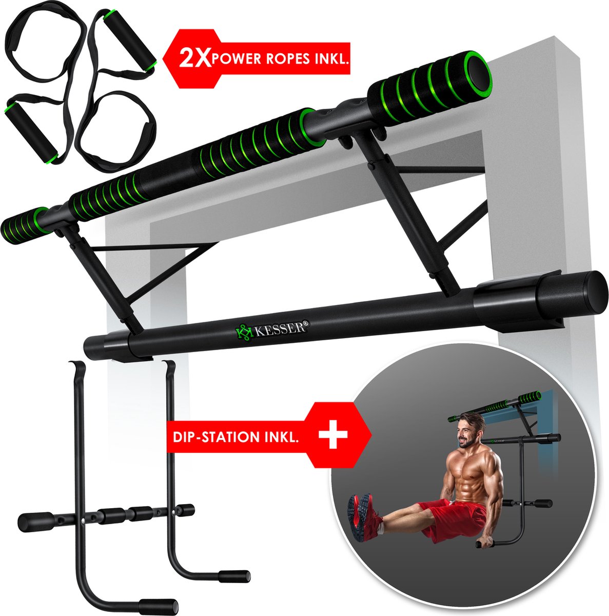 KESSER® Pull up bar - Optrekstang - Zonder schroeven - Groen