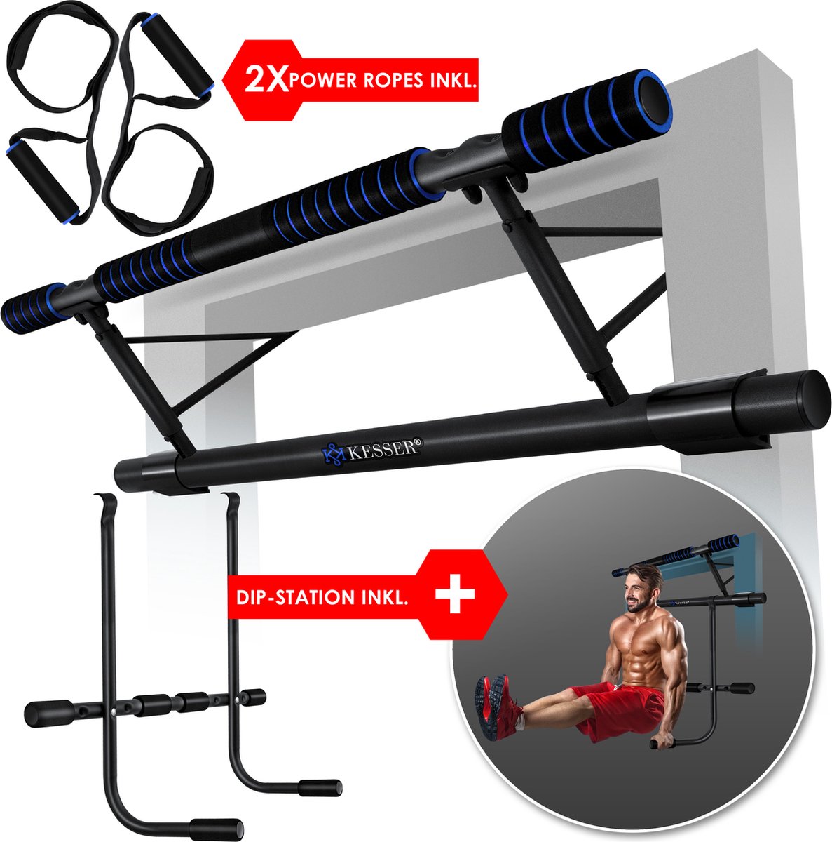 KESSER® Pull up bar - Optrekstang - Zonder schroeven - Blauw