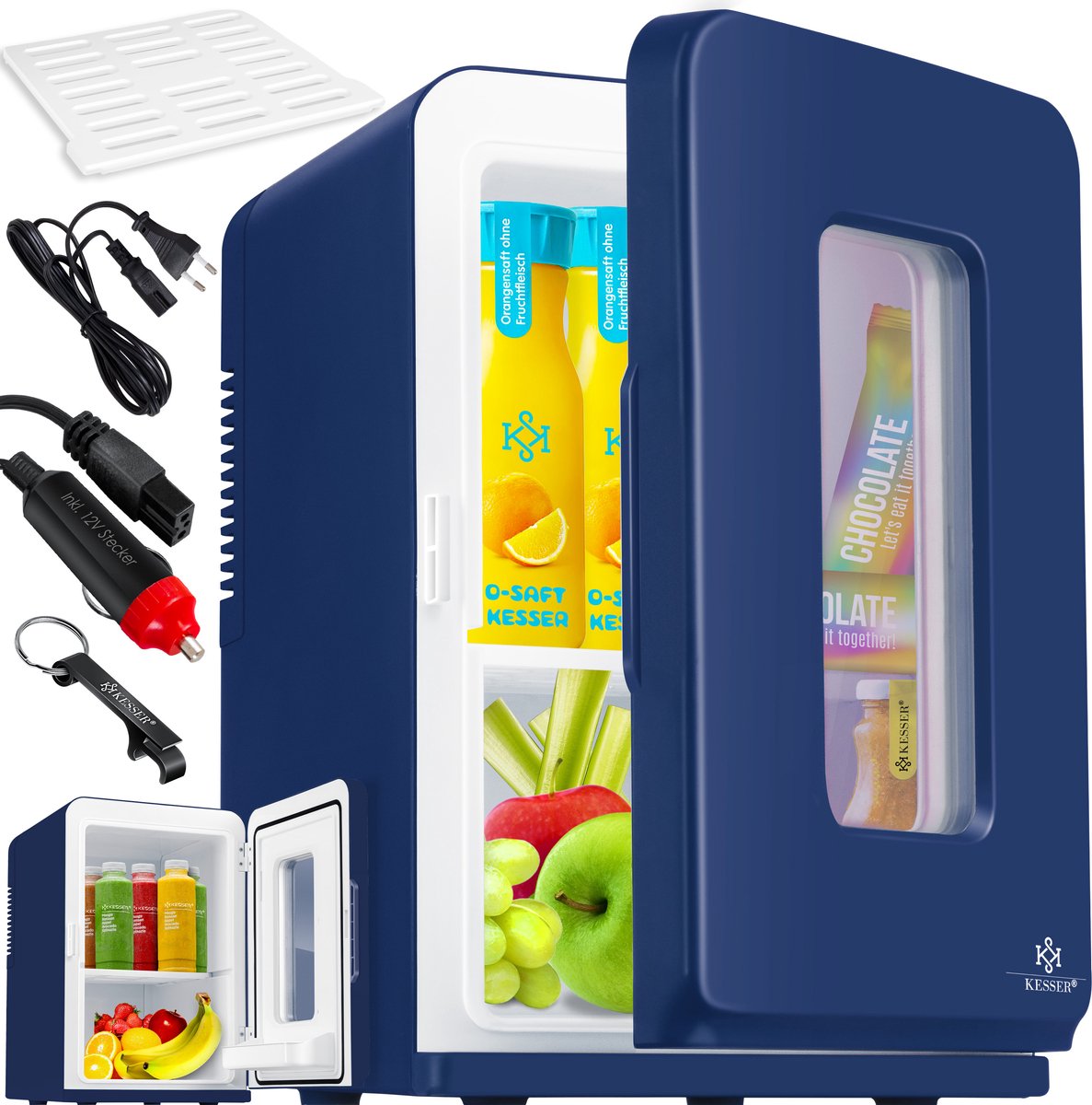 KESSER® Mini-koelkast - 15 Liter - 5-65°C - Marineblauw •