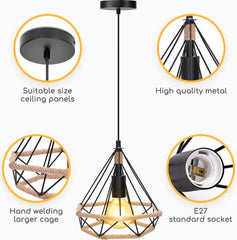 Hanglamp Industrieel - Hanglampen - Eetkamer - Woonkamer - Zwart - Aigostar
