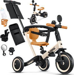 KIDIZ® Loopfiets 6in1 - Driewieler - Kinderfiets - 1-5 Jaar - Beige