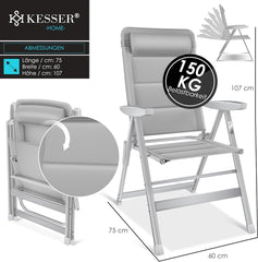 Tuinstoel - Ligstoel - Verstelbaar - Opvouwbaar - Grijs - KESSER®