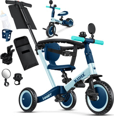 KIDIZ® Loopfiets 6in1 - Driewieler - Kinderfiets - 1-5 Jaar - Blauw