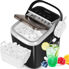 Aigostar IJsblokjesmachine – 1.5L -14kg/24 uur – IJsblokjesmaker met IJsschep – Zelfreinigingsfunctie - Draagbaar - Zwart