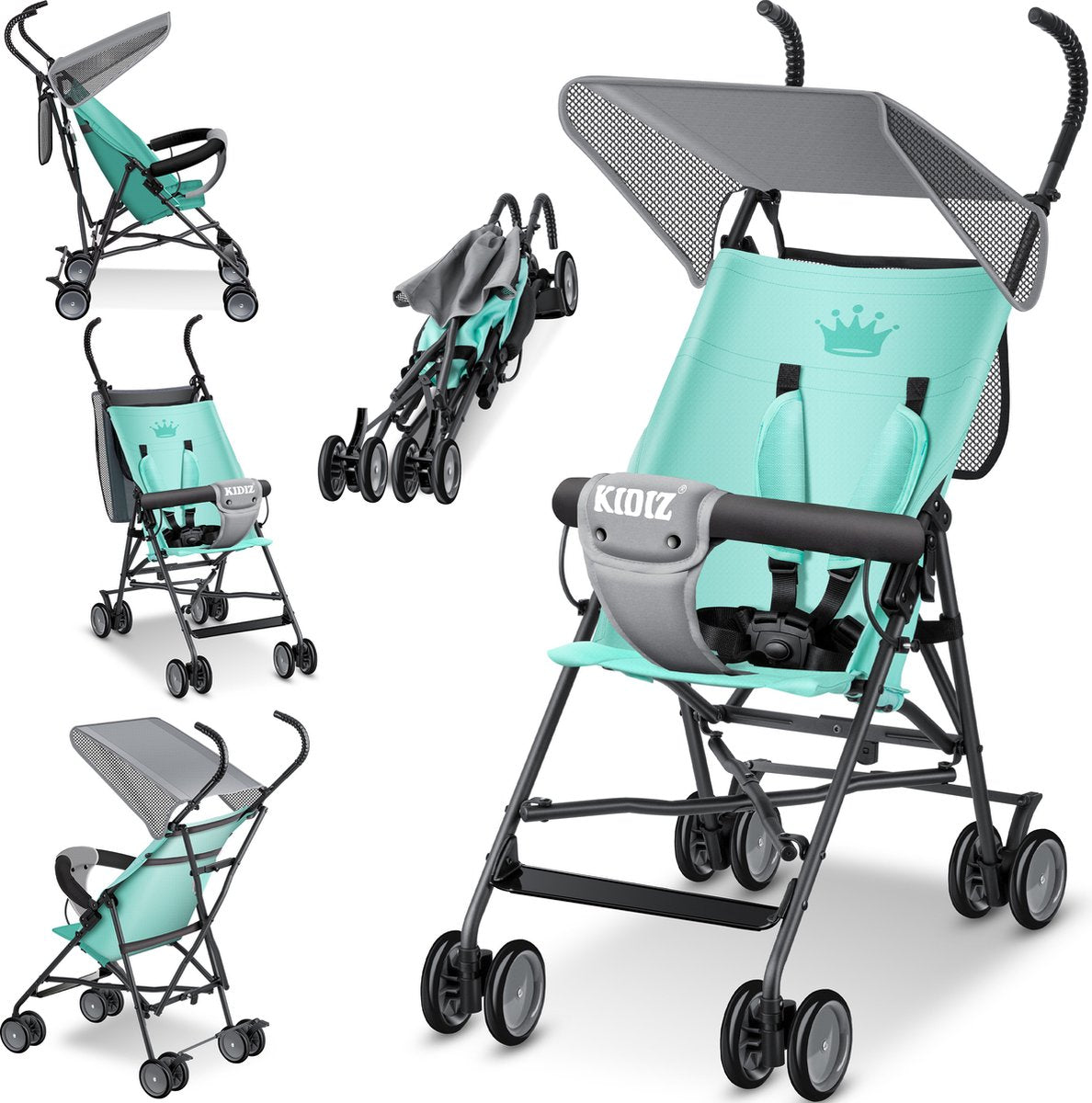 KIDIZ® Kinderwagen - Wandelwagen - Kinderbuggy - Mintgroen