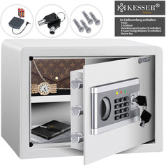 Kluis met cijferslot - Met sluitel - Elektronisch - 35x25x25cm - Zilver - KESSER®