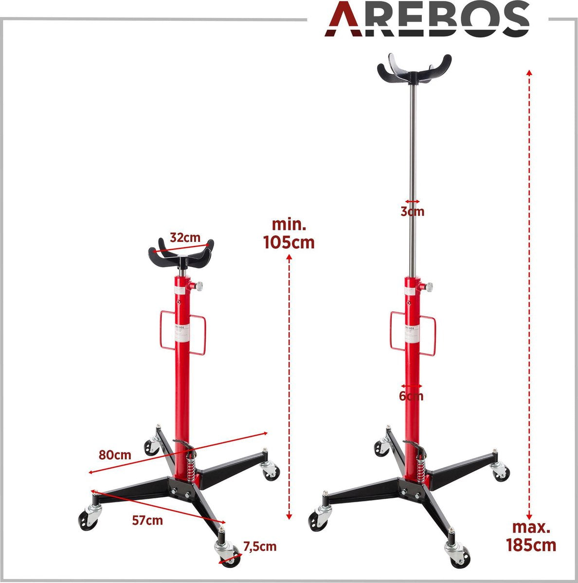 AREBOS Hydraulische Transmissie krik motor lift motorblok krik tot 0,5 ton
