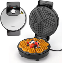Aigostar Wafelijzer hartvorm- Met Regelbare Temperatuur - 1000W - Zwart - RVS - Crunchy