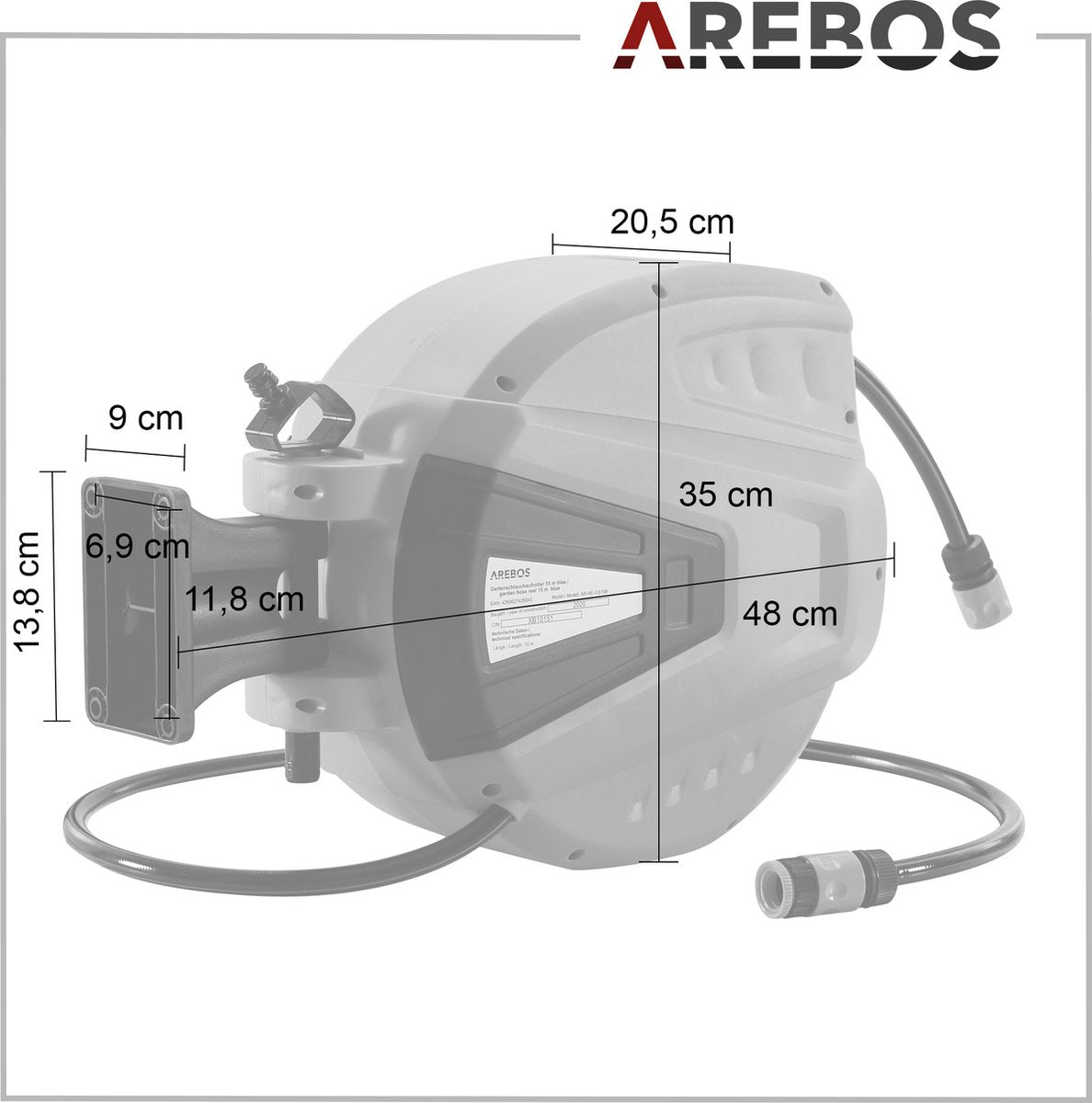 AREBOS Tuinslanghaspel - Tuinslang - Waterslangslang met Snelkoppeling - 20 m - Blauw
