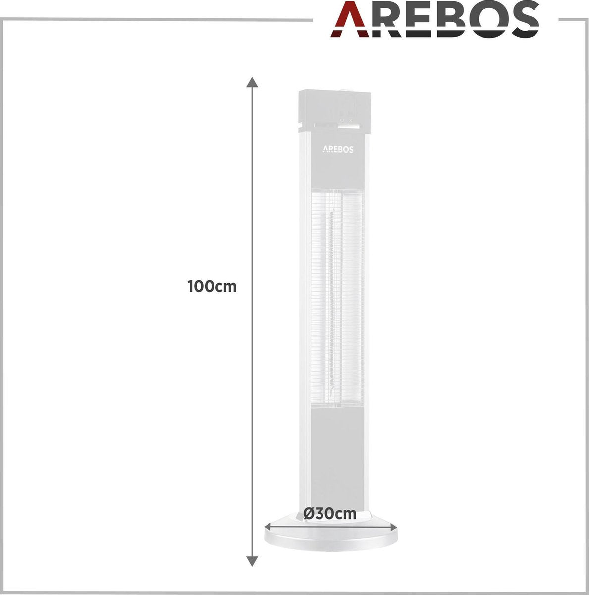 AREBOS Infrarood Verwarming - 2000W - Infrarood Kachel - Terrasverwarmer - Zilver