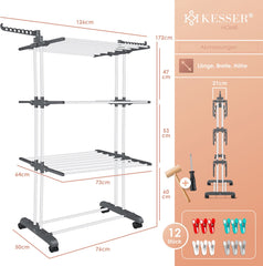 KESSER® Droogrek inklapbaar - Wasrek - Wit / Antraciet