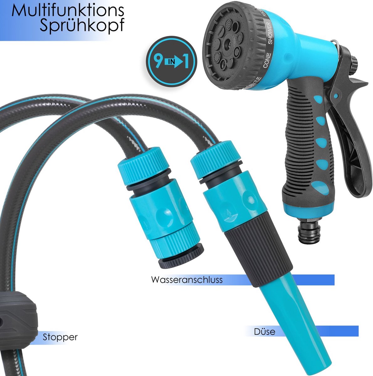 KESSER® Tuinslanghaspel Automatische Wandslangenbox inclusief 30 meter Tuinslang en Muurbevestiging - Blauw