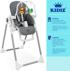 KIDIZ® 3in1 kinderstoel - Babystoel - Verstelbaar - Donkergrijs