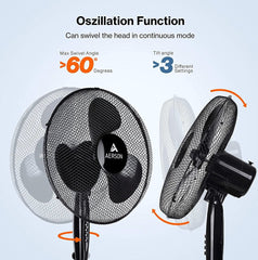 Aerson Statiefventilator - Ventilator Staand - Verstelbaar - 50W - Zwart