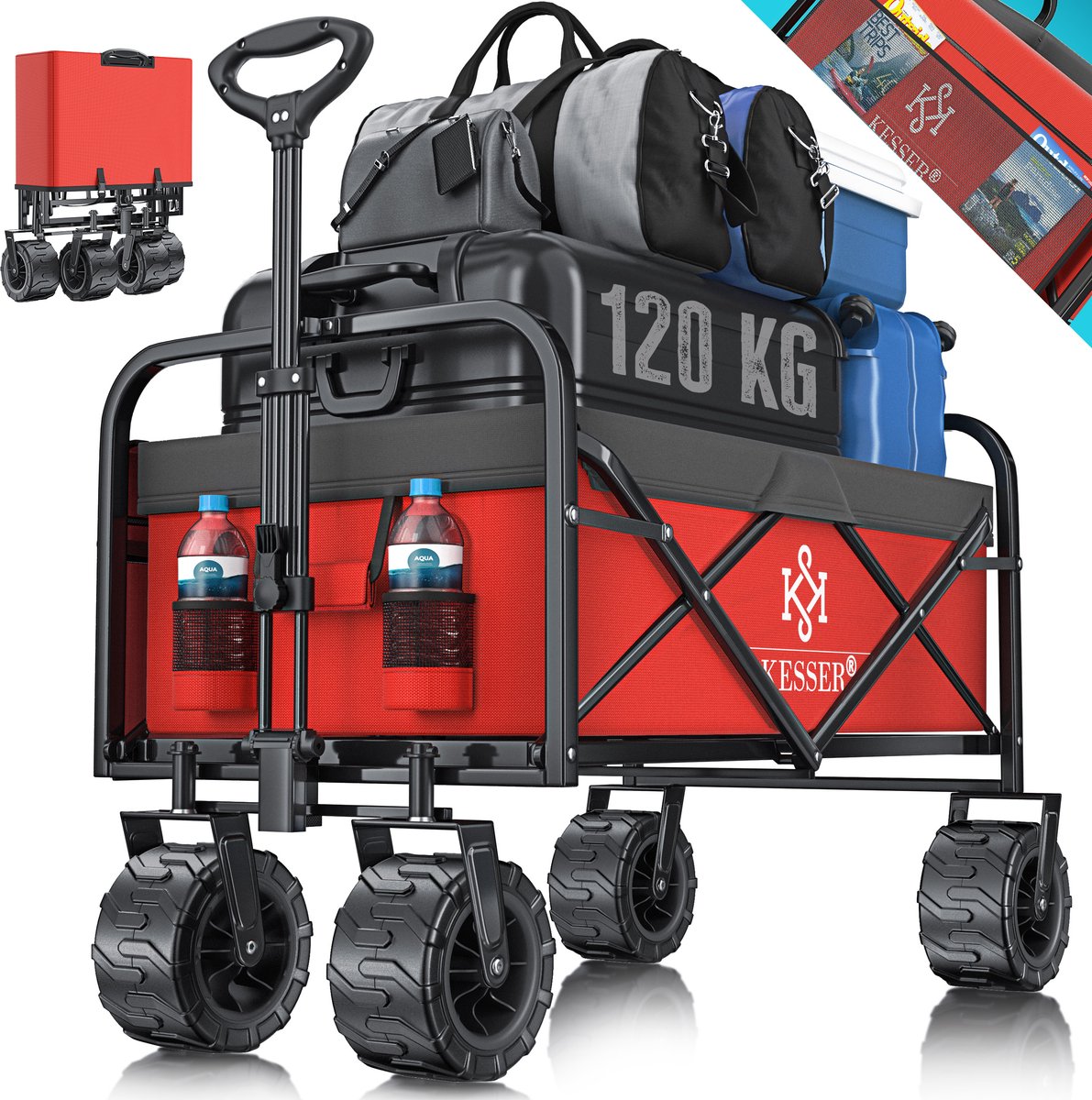 KESSER® Bolderkar - Opvouwbaar - Bolderwagen - Rood