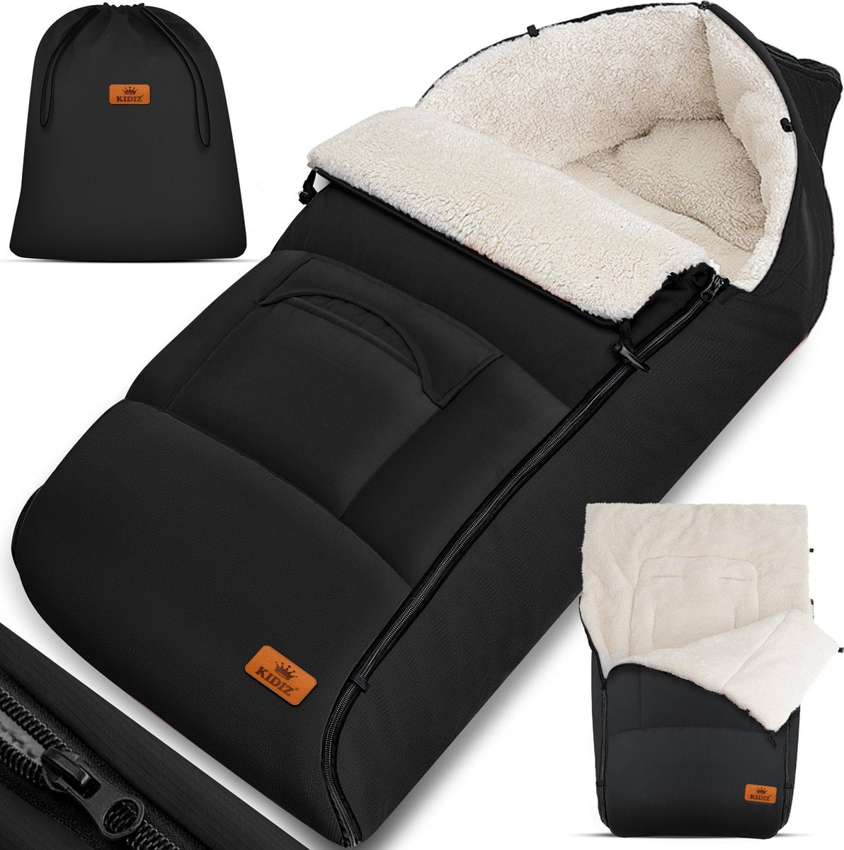 Voetenzak voor Autostoeltje en Buggy - Baby Slaapzak - Zwart - KIDIZ®
