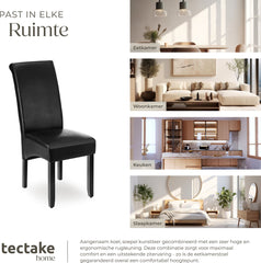 Eetkamerstoelen - Set van 4 - Kunstleer - Zwart - Tectake®
