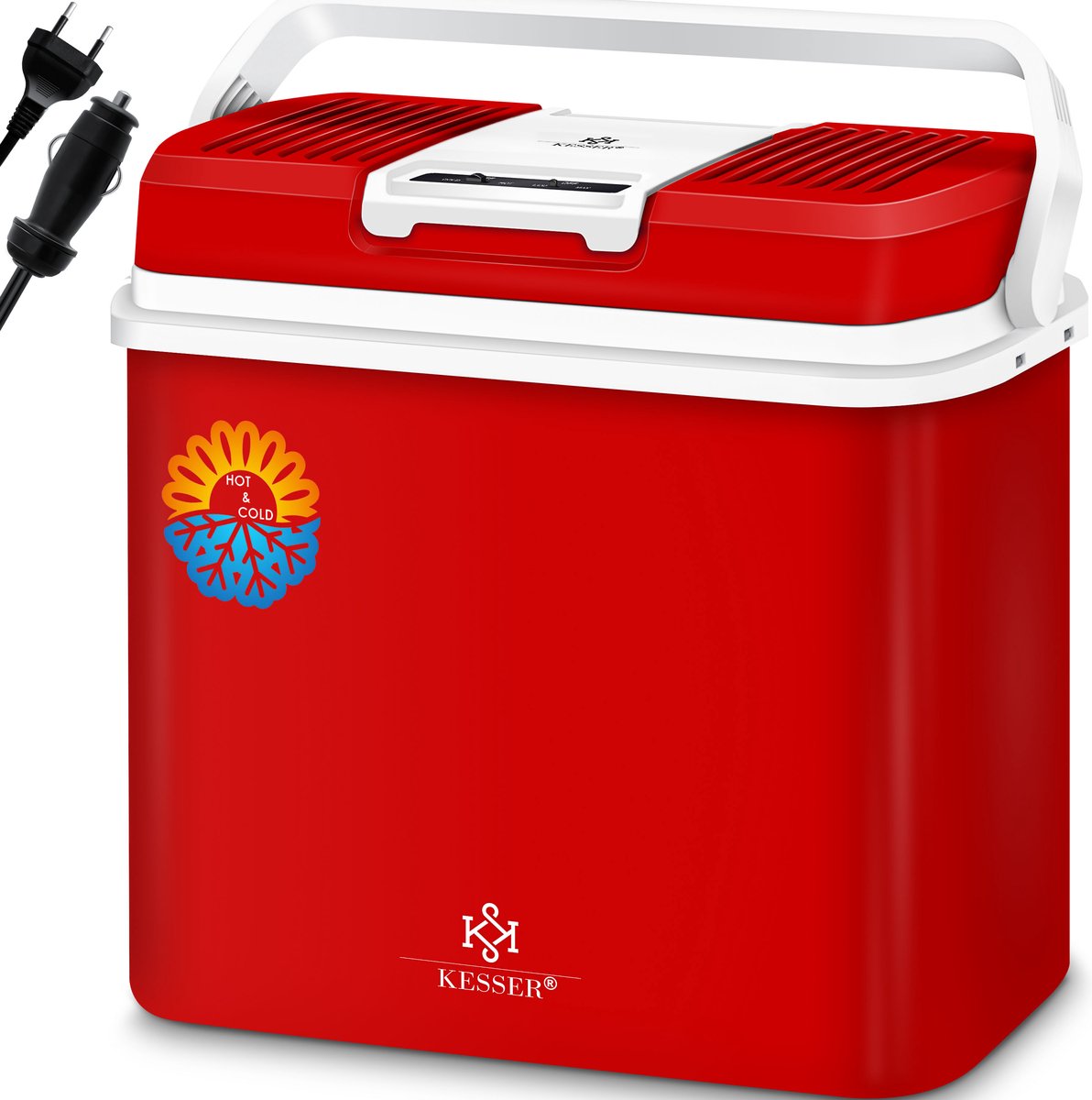KESSER® Thermo-Elektrische Koelbox – 24L – 12V/230V – Rood •