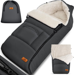 KIDIZ® Voetenzak voor Autostoeltje en Buggy met Ritssluiting - Baby Slaapzak Deken voor Maxi-Cosi & Wandelwagen / Kinderwagen - Antraciet •