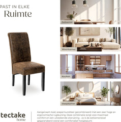 Eetkamerstoelen - Set van 4 - Kunstleer - Bruin - Tectake®