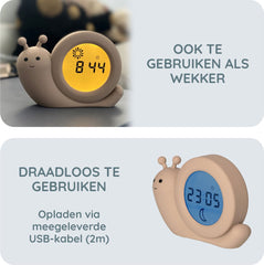Slaaptrainer - Nachtlampje - Kinderwekker - Pastel Beige - Alecto Baby BC110BE SIMON •
