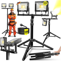 MASKO® LED Bouwlamp - 2x50W - Werklamp - IP65  - Zwart