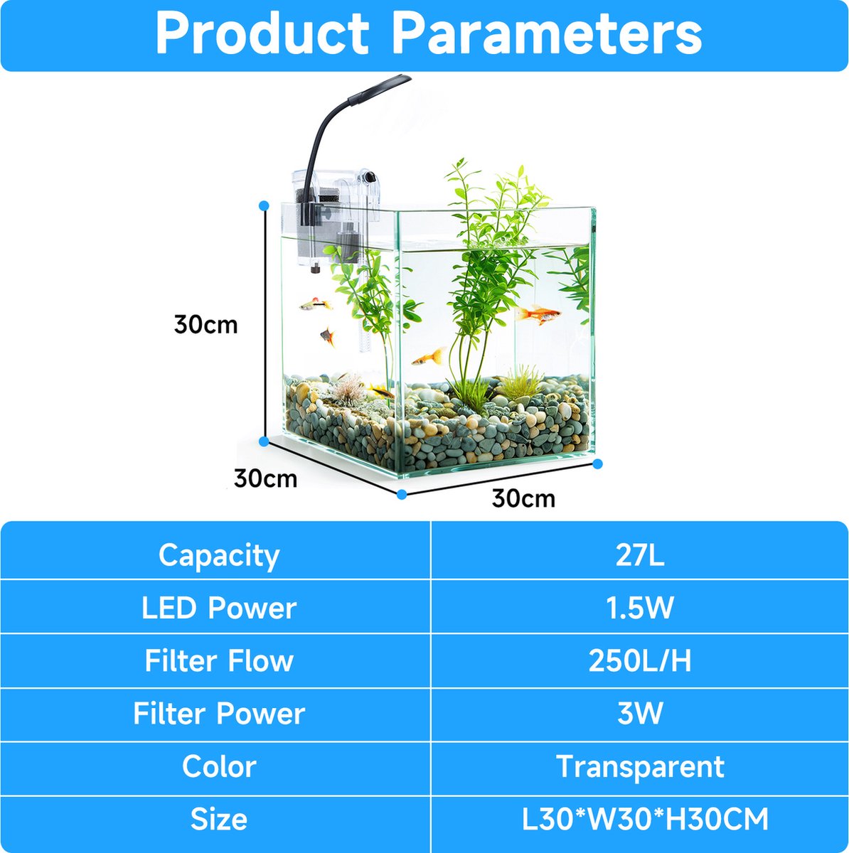 Nobleza Aquarium - 30x30x30 cm - 27 L