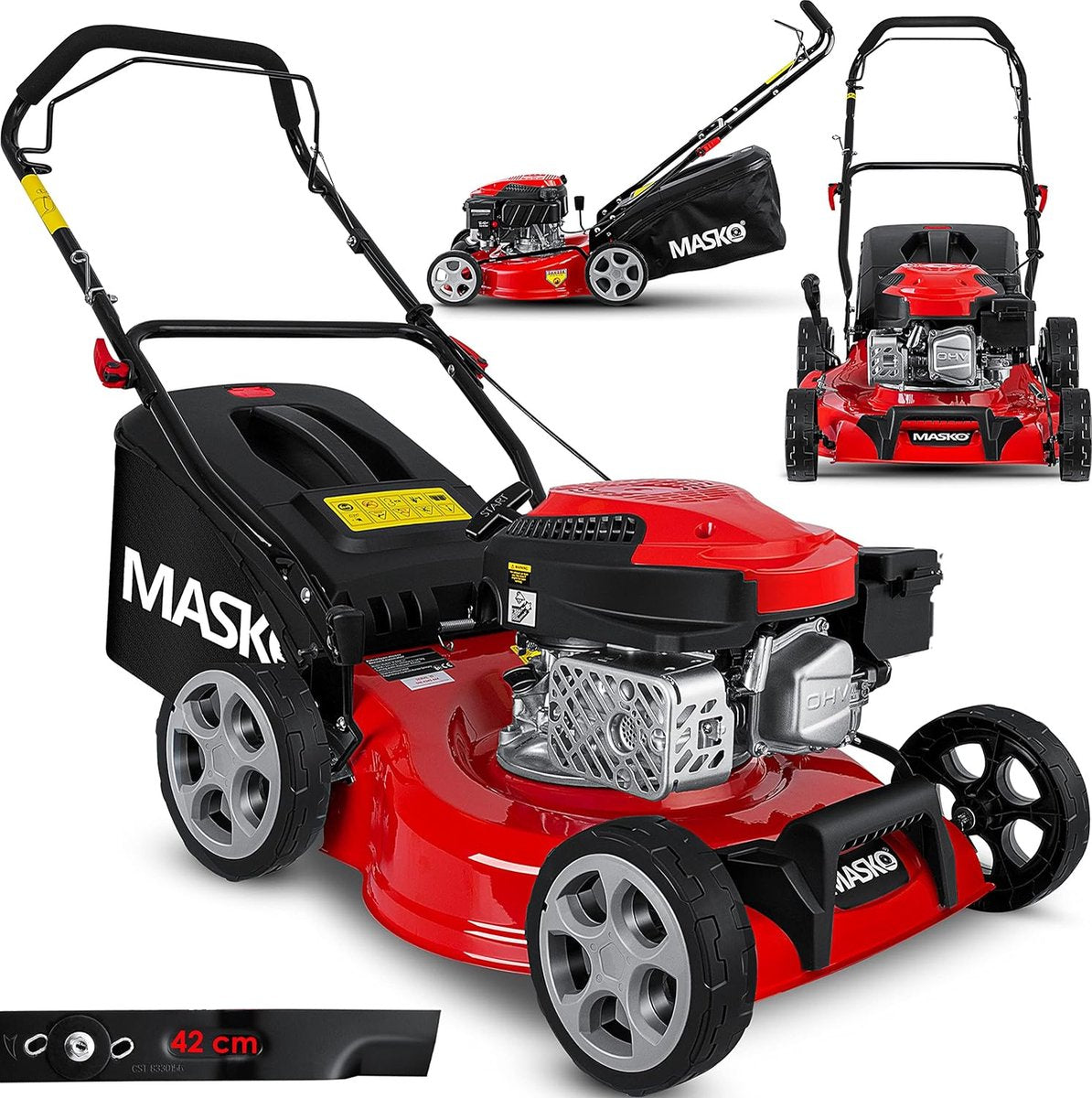 KESSER® Grasmaaier Benzine - 46cm - 50L opvangbak - Rood
