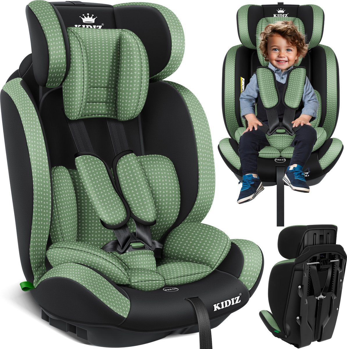 KIDIZ® Autostoeltje - 5-punts veiligheidsgordel - Groen