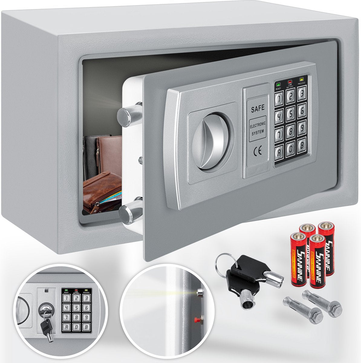 KESSER® Elektronische Kluis met cijferslot - 31x20x20cm - Zilver