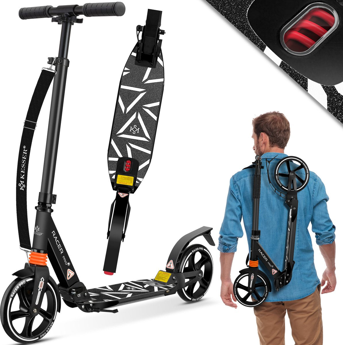 Kinderstep - Stuntstep - Vouwbaar - Zwart - KESSER®