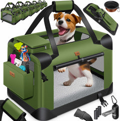 Reisbench hond - Draagtas hond - Transportbox - 102x69x69 - Khaki