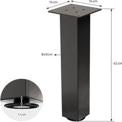 Tafelpoten - Metaal - Set van 4 - 42 cm - Donkergrijs - ML-Design