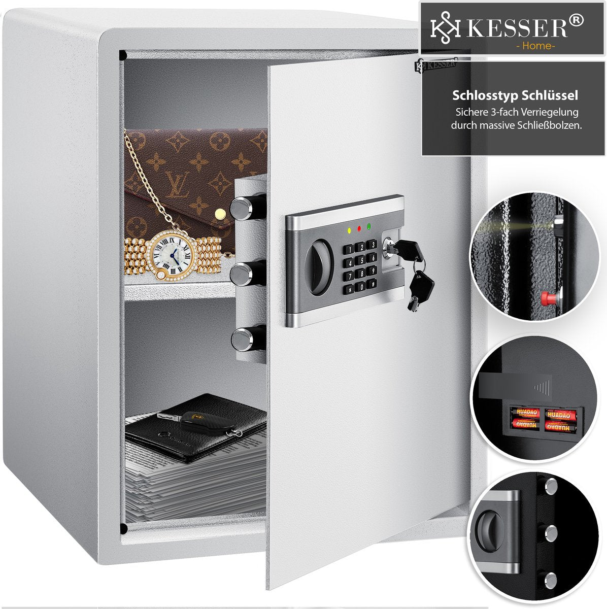 KESSER® Elektronische Kluis met cijferslot - 40x50x40cm - Zilver •