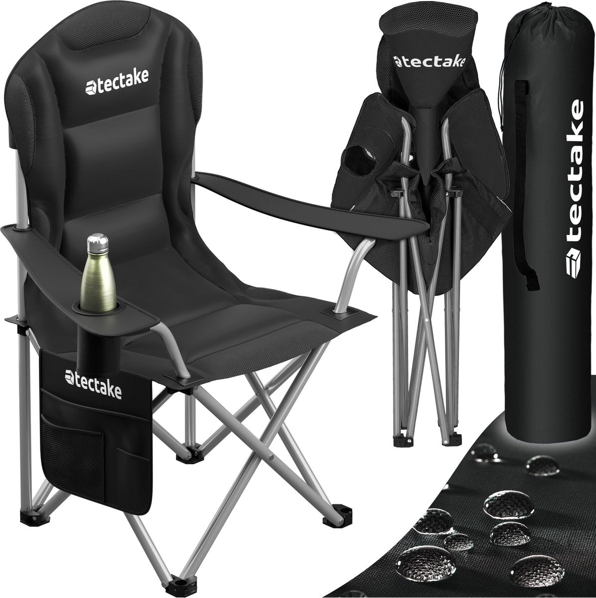 Campingstoel - Visstoel - Vouwstoel - Kampeerstoel - Zwart - Tectake®