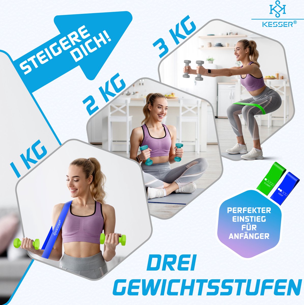 KESSER® Dumbells Set - 3 Paren (2x1, 2 & 3kg) - 12 kg totaal