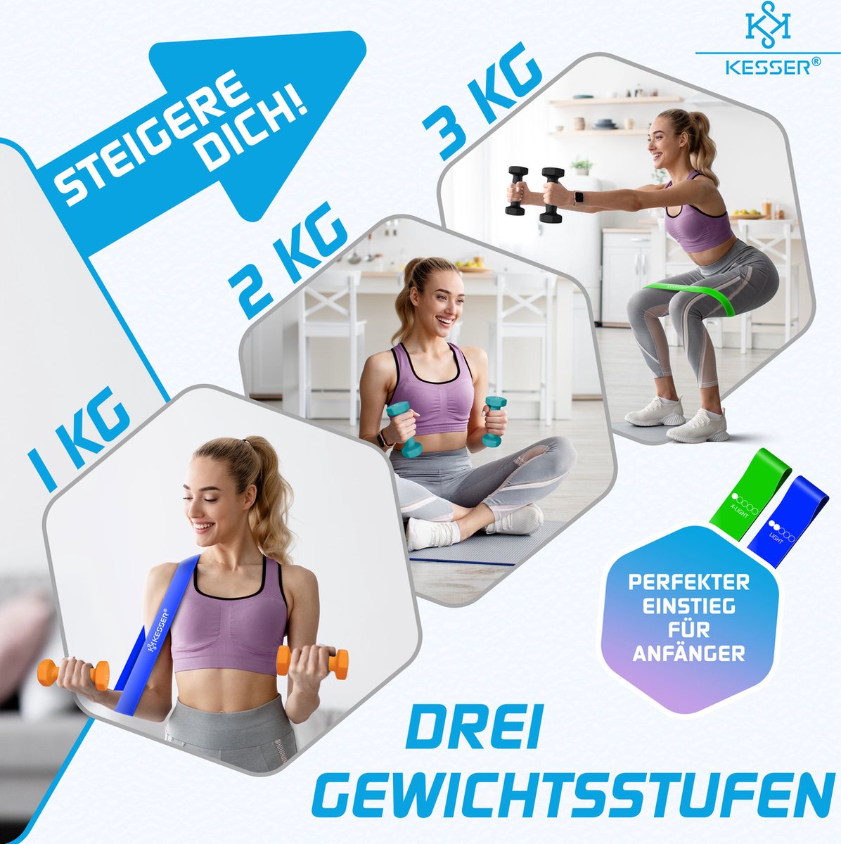KESSER® Dumbells Set - 3 Paren (2x1, 2 & 3kg) - 12 kg totaal