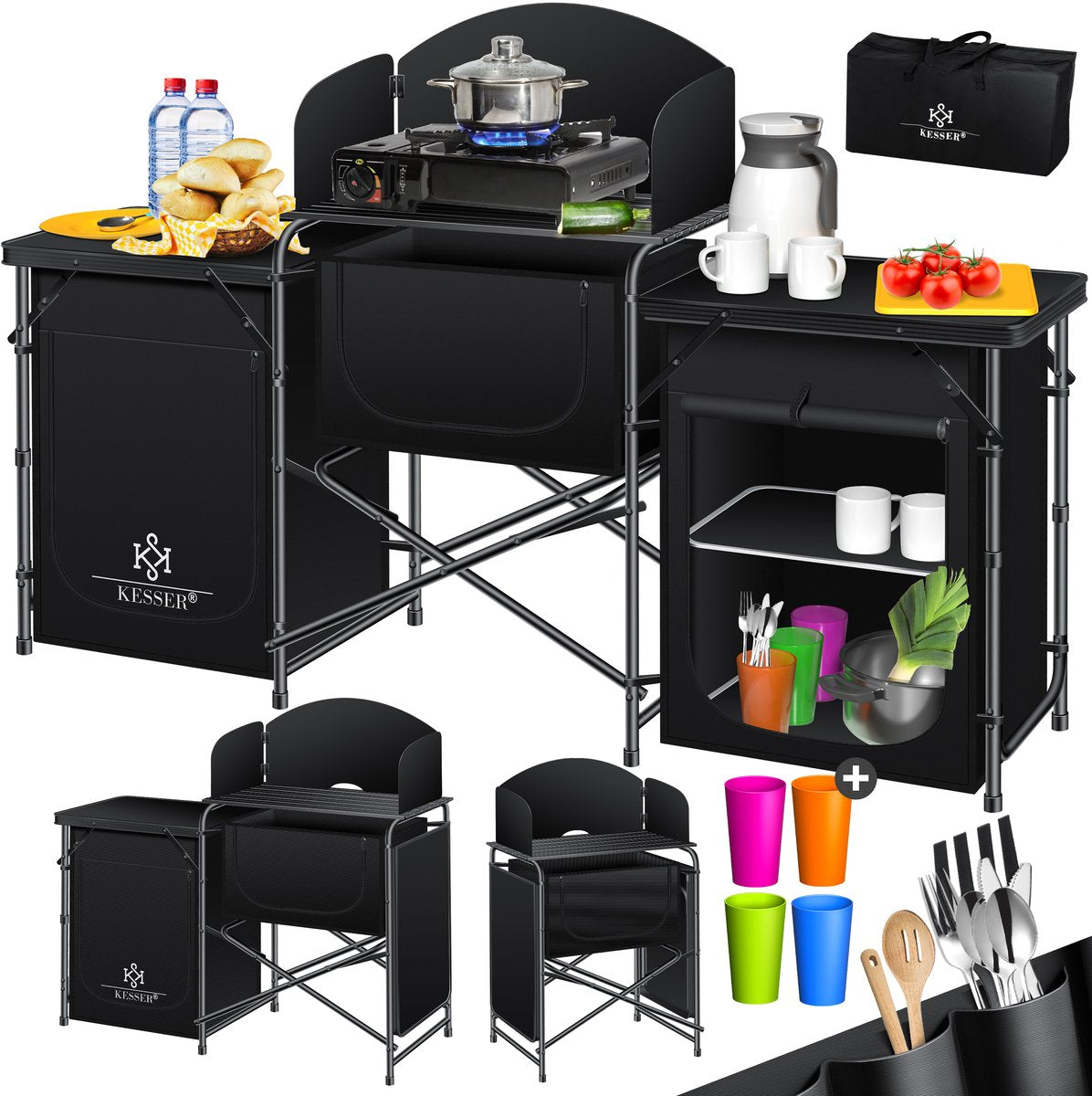 KESSER® Campingkeuken Opvouwbaar - Campingkast inclusief Opbergtas - Kampeerkeuken Kampeerkast
