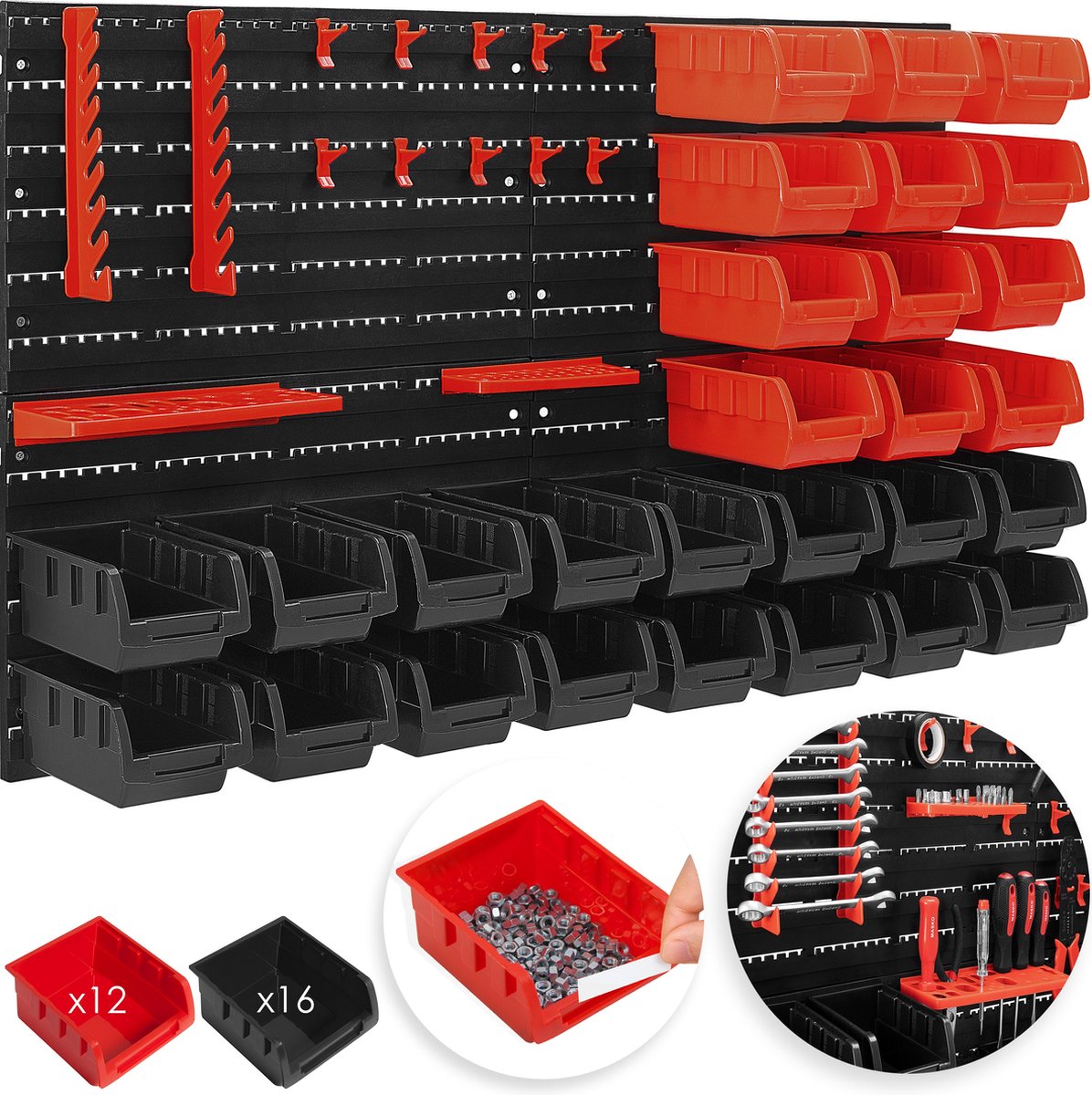 MASKO® Gereedschapswand - 45-delig - Inc. Haken - Rood