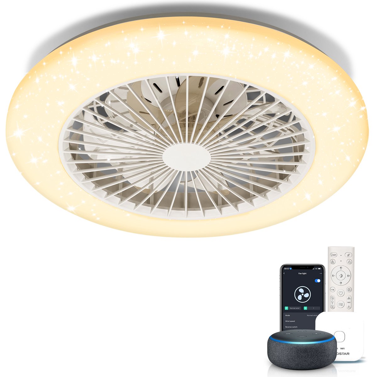 Aigostar Plafondventilator - Verlichting - Ø50cm - Dimbaar - 58W