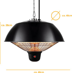 KESSER® Terrasverwarmer - Voor plafond - 1500W - Zwart