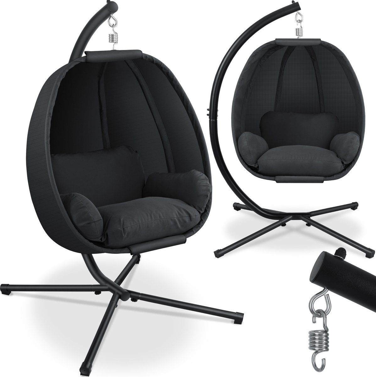 KESSER® Egg Hangstoel met Standaard - Tot 150kg - Antraciet