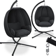 KESSER® Egg Hangstoel met Standaard - Tot 150kg - Antraciet