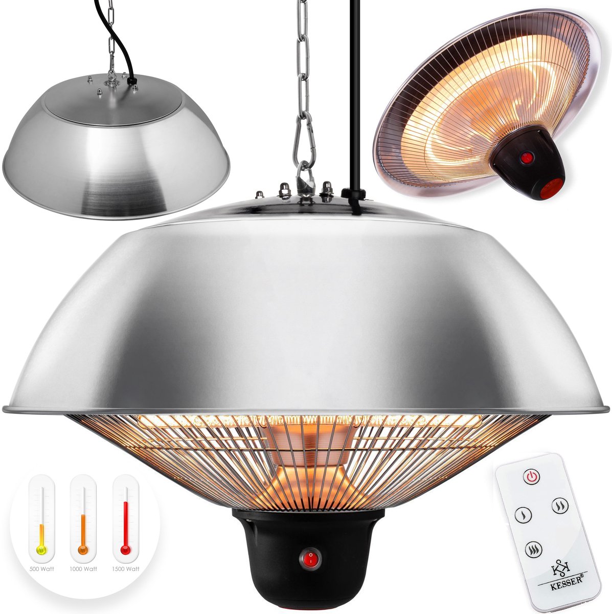 KESSER® Terrasverwarmer - Voor plafond - 1500W - Zilver