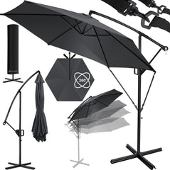 KESSER® Zweefparasol met voet  - Ø3,5m - 360° Draaibaar  - Antraciet