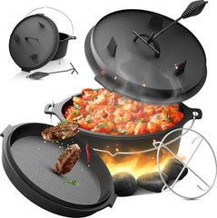 BBQ Chief Dutch Oven - Braadpan - Tot 400ºC - Gietijzer - 9 L - Zwart