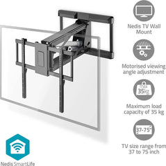Nedis SmartLife TV Muurbeugel - Gemotoriseerd - App bestuurbaar - 37 t/m 75 inch - Draaibaar & Kantelbaar - Max. 35 kg •